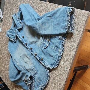 J.Jill boho ruffled denim jacket